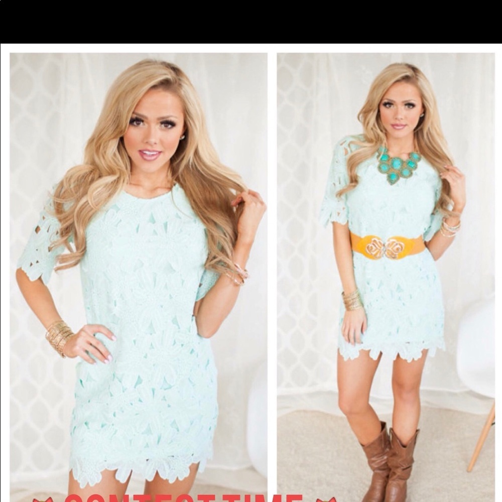 Mint green lace dress size medium
